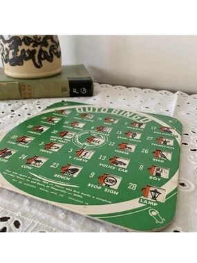 Vintage - Auto Bingo Game Card - Regal Mfg Co - 1950s - Green All Sliders Intact